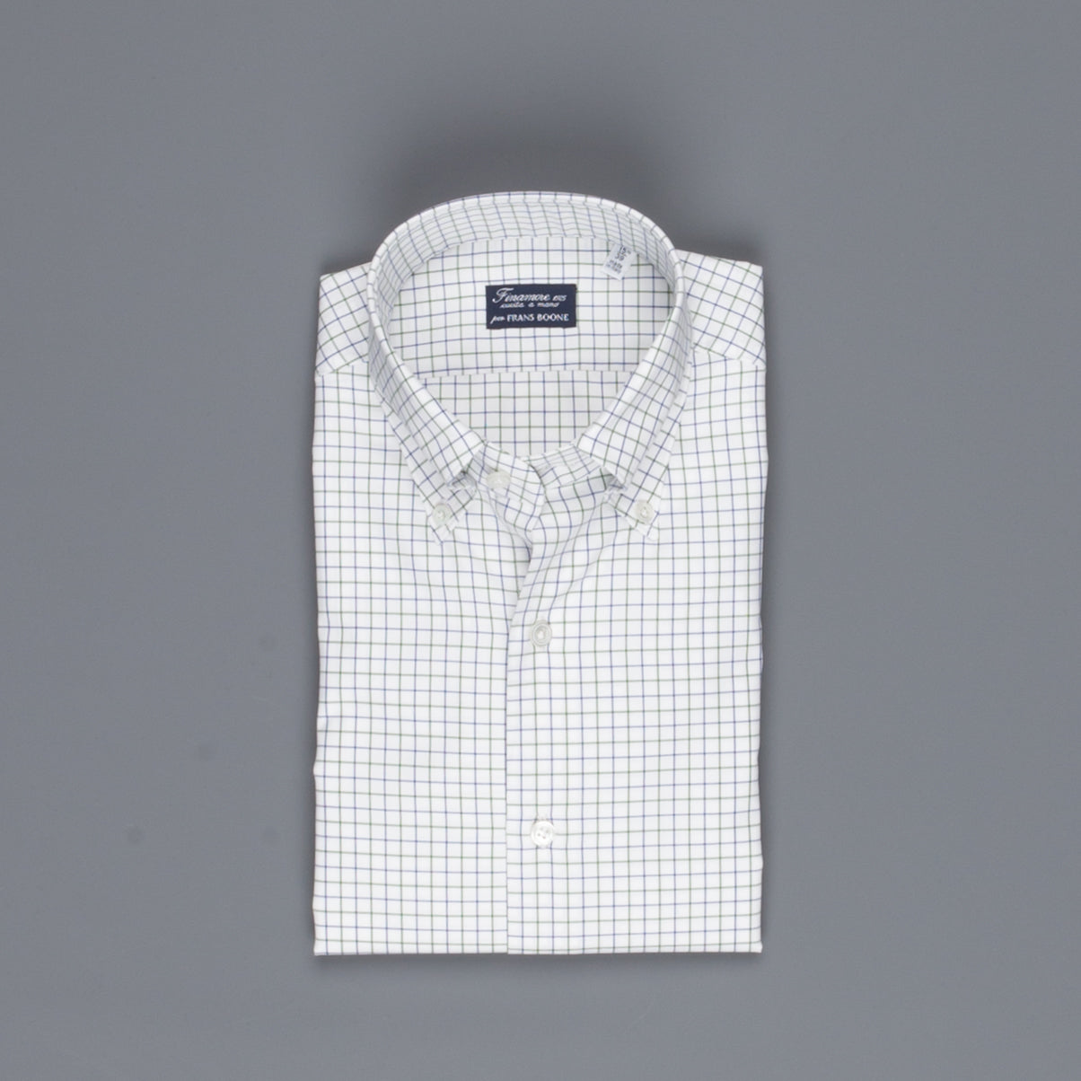 Finamore Milano shirt Collar Lucio Tattersall check blu/oliva