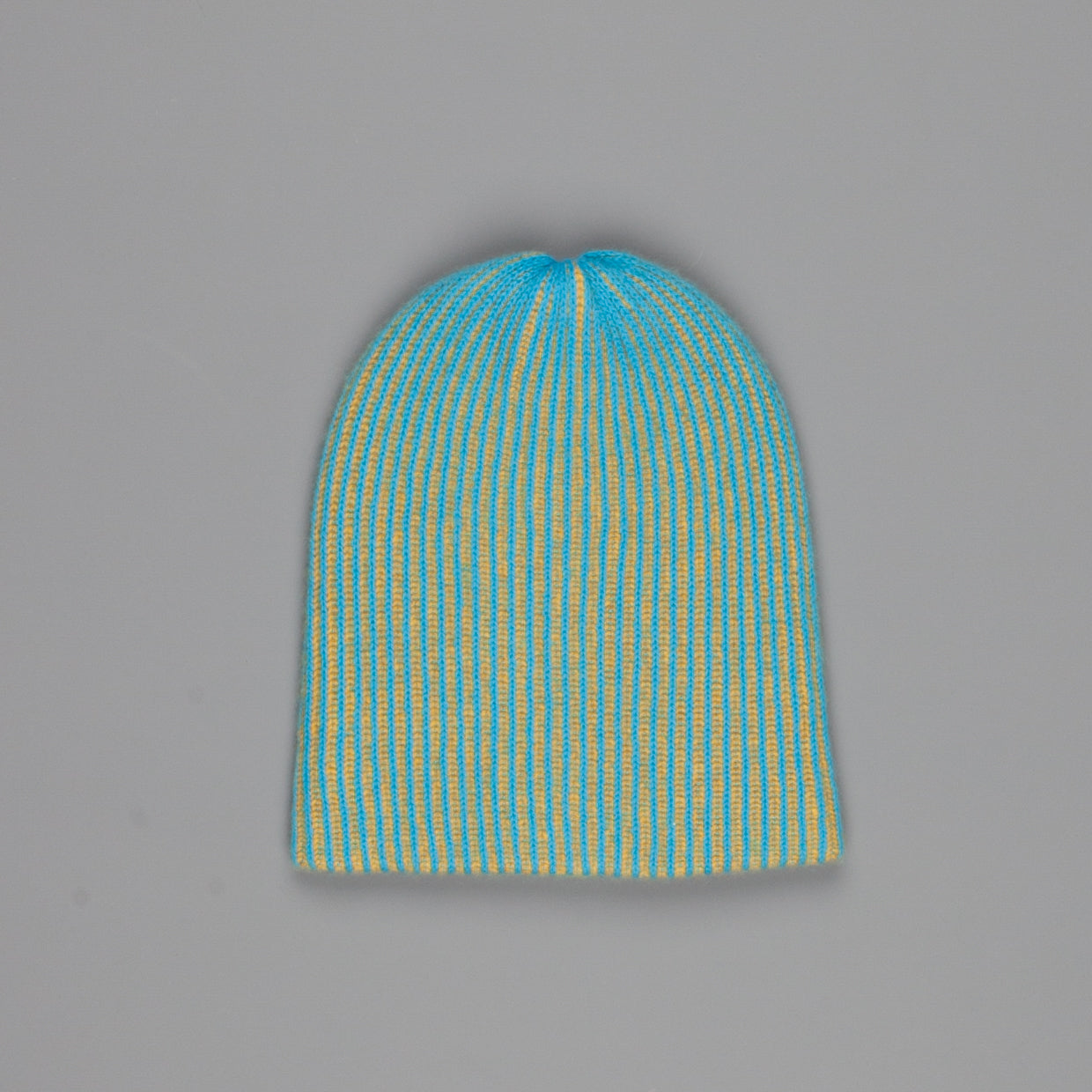 The Elder Statesman 100% Cashmere Watchman cap in Teal/Yellow