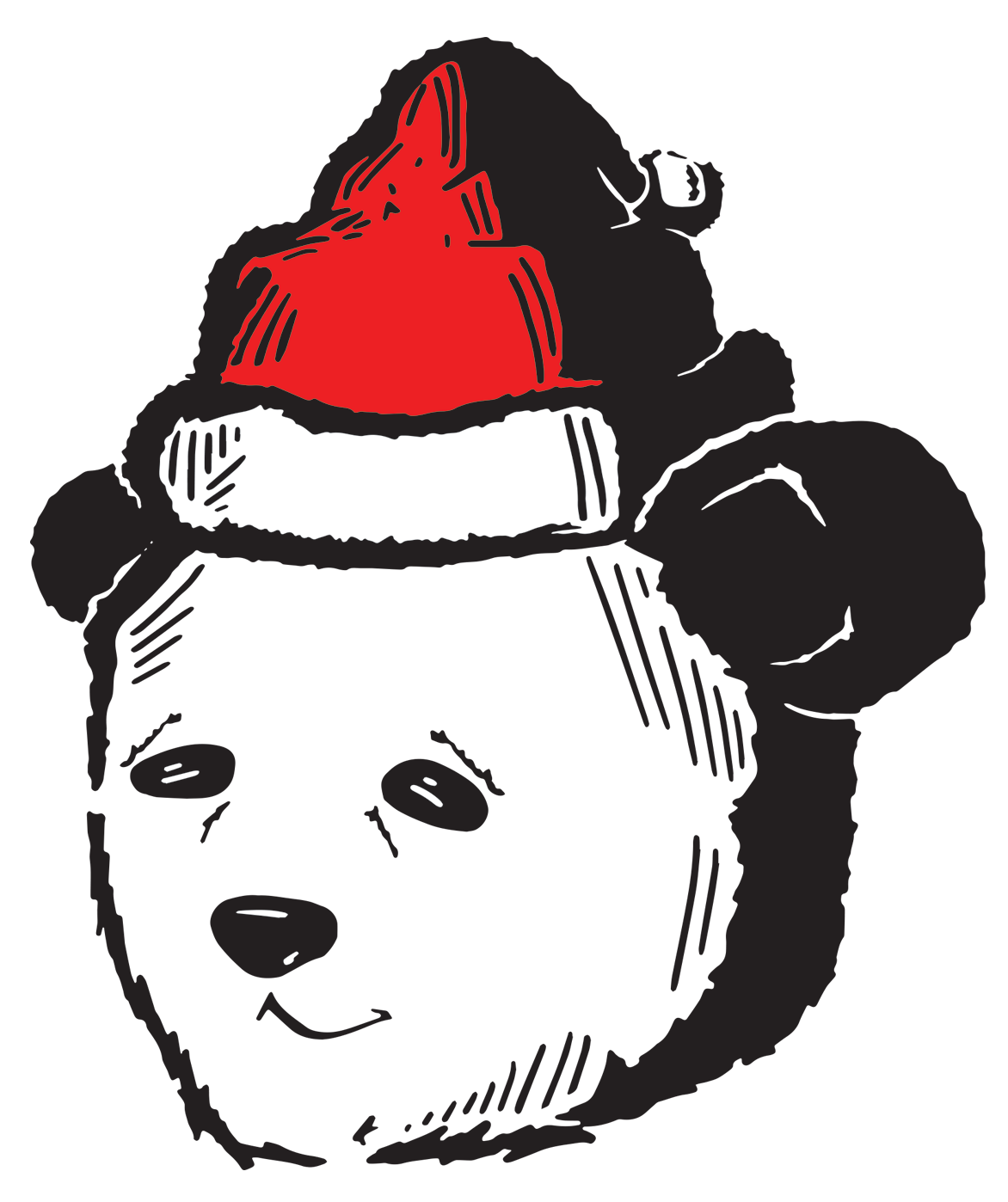 Polar is his name Pollar bear is the image, with a red santa hat 