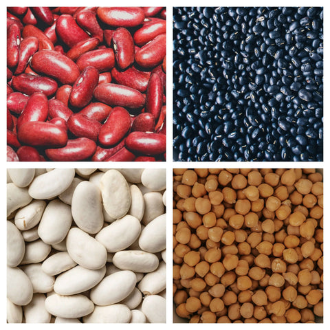 Colage of 4 different beans for unique recipes.