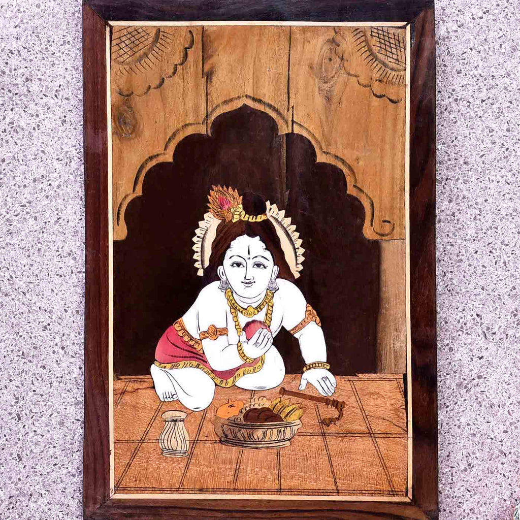 Laddu Gopal Krishna Wooden Panel – TOKENZ