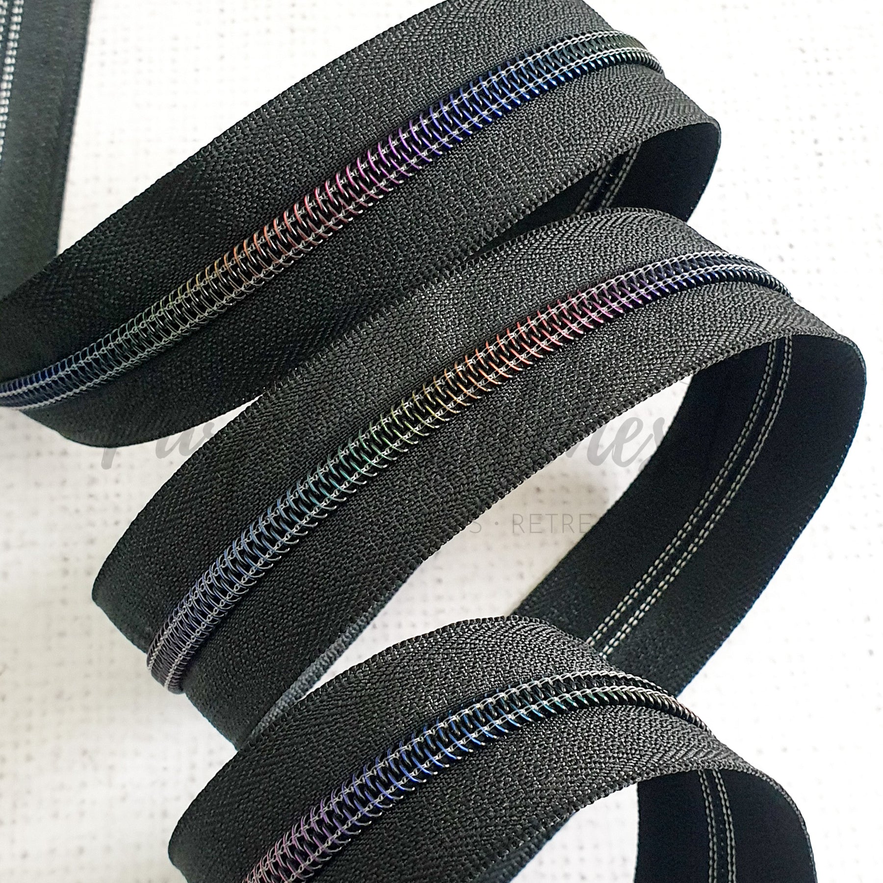 Over the Rainbow Black or White Size #5 Nylon Zipper Tape, Black Zipper Tape,  White Zipper, Rainbow Zipper, #5 Zipper Tape, Sew Majestic