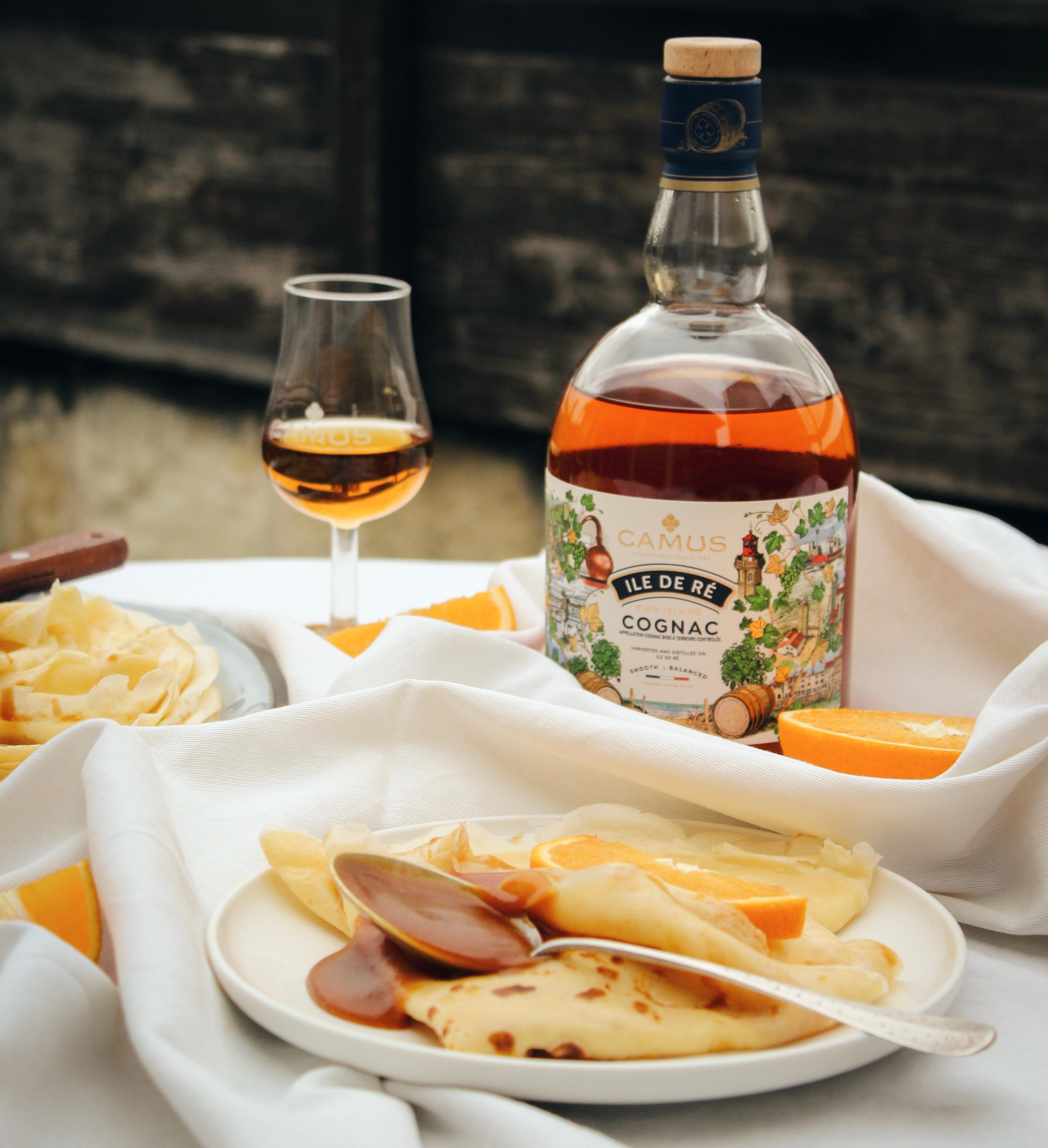 crêpe au caramel beurre salé à l'orange camus cognac ile de re 