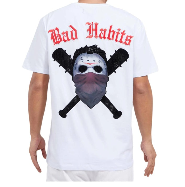 Roku Studio - Men's Bad Habits Rhinestone T-Shirt (White