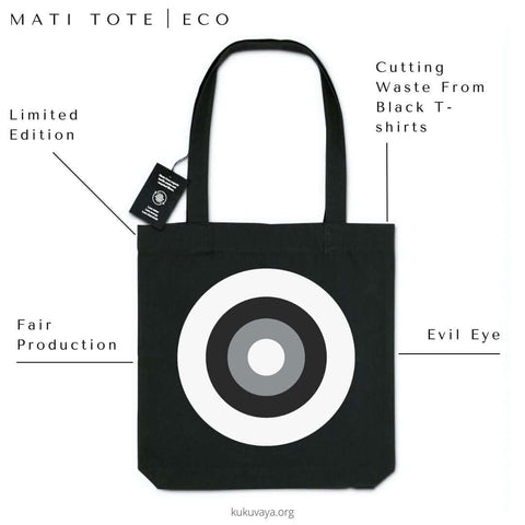Greek gift fore her - an organic evil eye tote shopping bag
