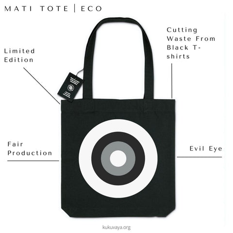 Recycled Tote Modern Evil Eye from Greece