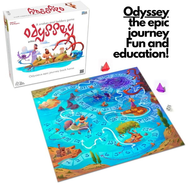 Gift for Greek family - Odyssey Chutes and ladders educational Greek board game