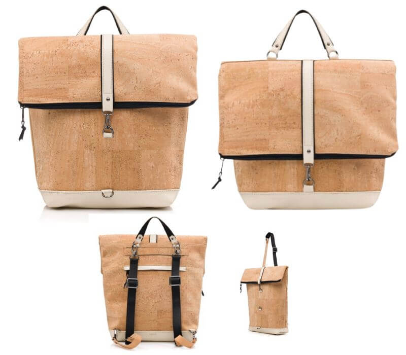 Convertible bakcpack made from cork fabric