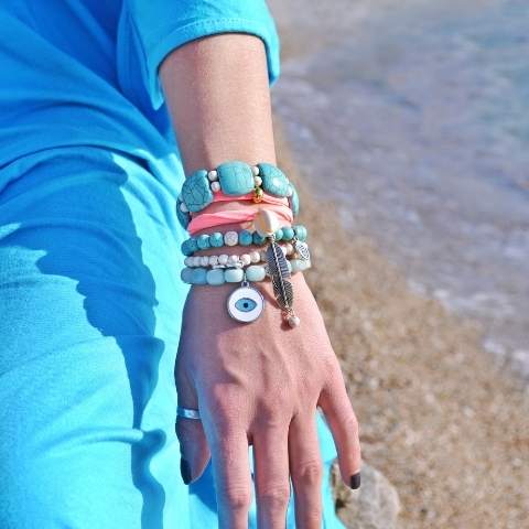 Greek jewelry on a beach