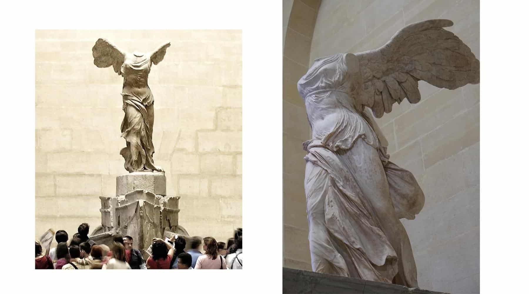 Greek goddess statue Nike of Samothrace in Louvre museum