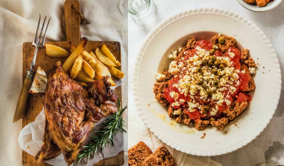 Greek roasted lamb and greek salad variation