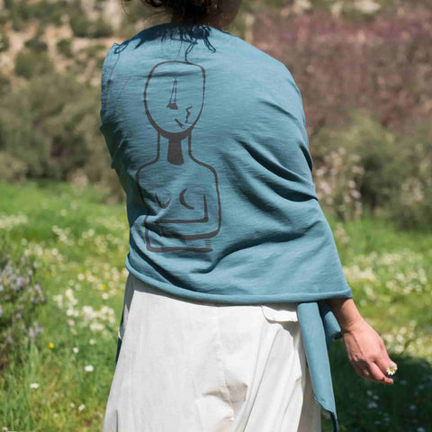 Cycladic Idol in a woman scarf - female archaeologist