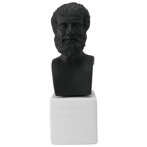 bust of Aristotle with inspirational quote