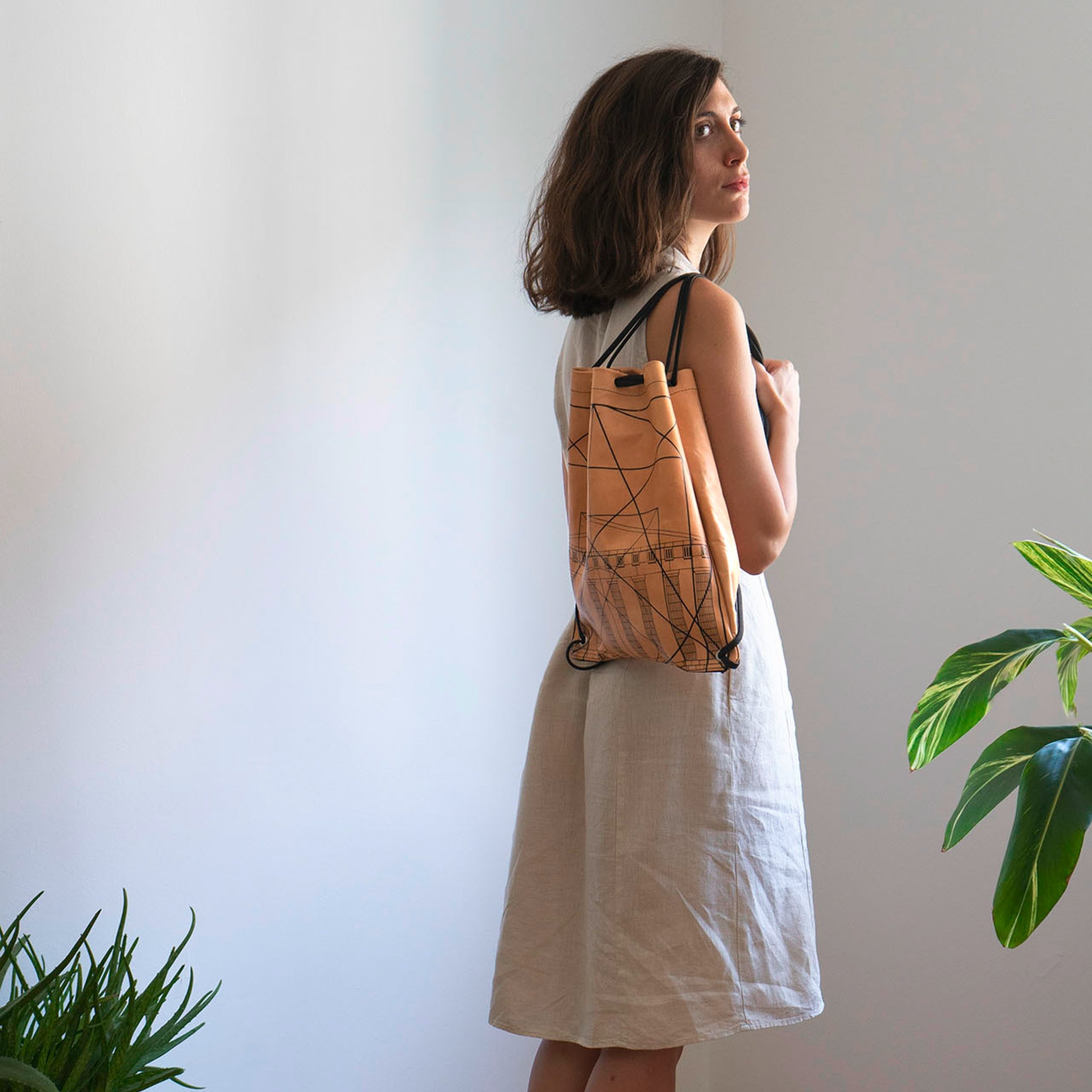 Golden Ratio backpack - Drawstring bag (leather-silkscreen) | KUKUVAYA