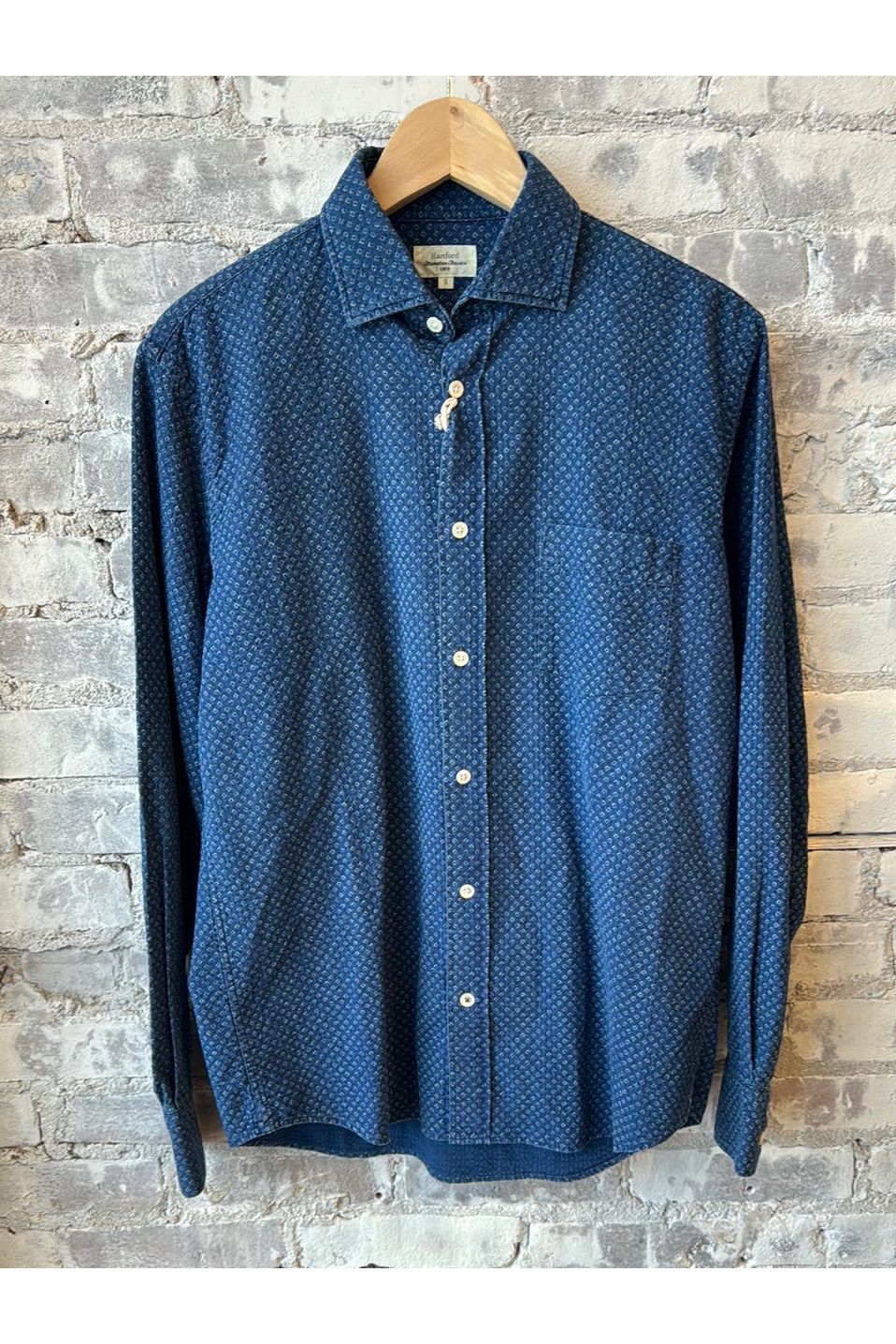 Paul Seersucker Shirt - Printed Indigo