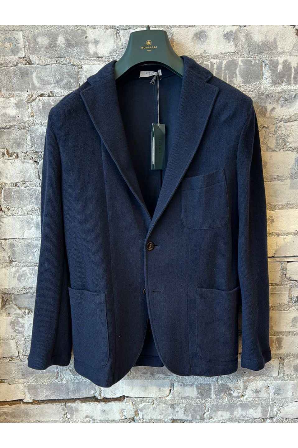 Cotton Wool Knit Blazer - Navy