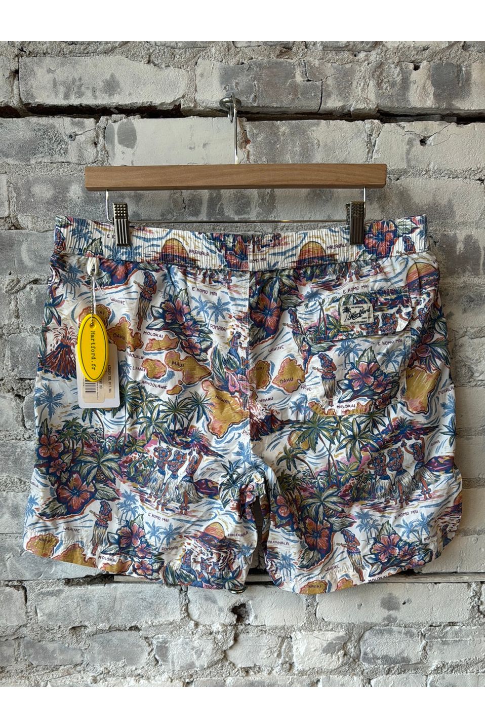 'Hawaii' Printed Swim Short - Navy/Pink