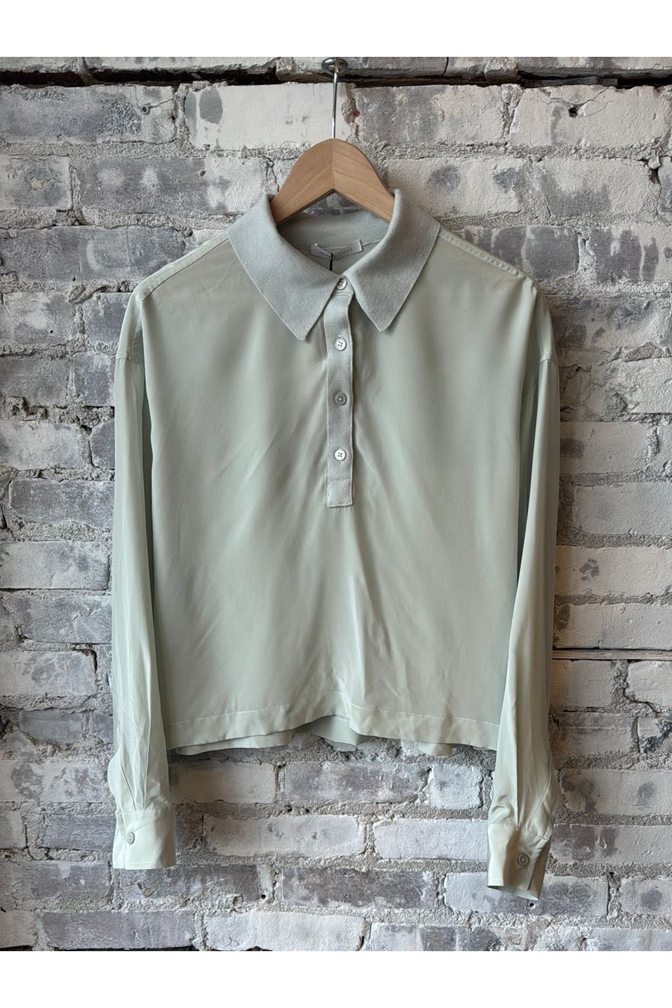 Silk Henley Top - Sail