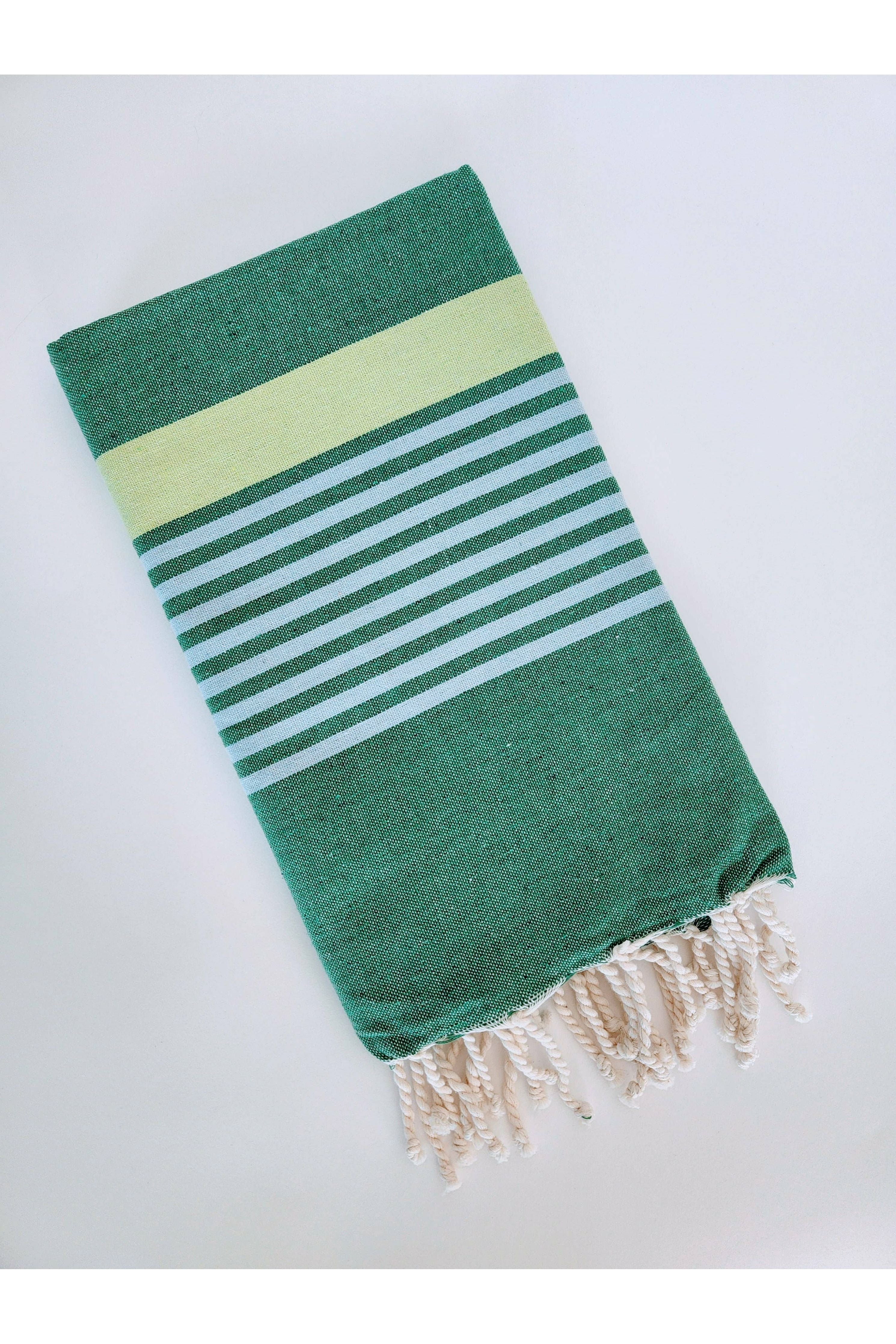 Turkish Beach Towel/Sarong/Shawl - Grass/Aqua