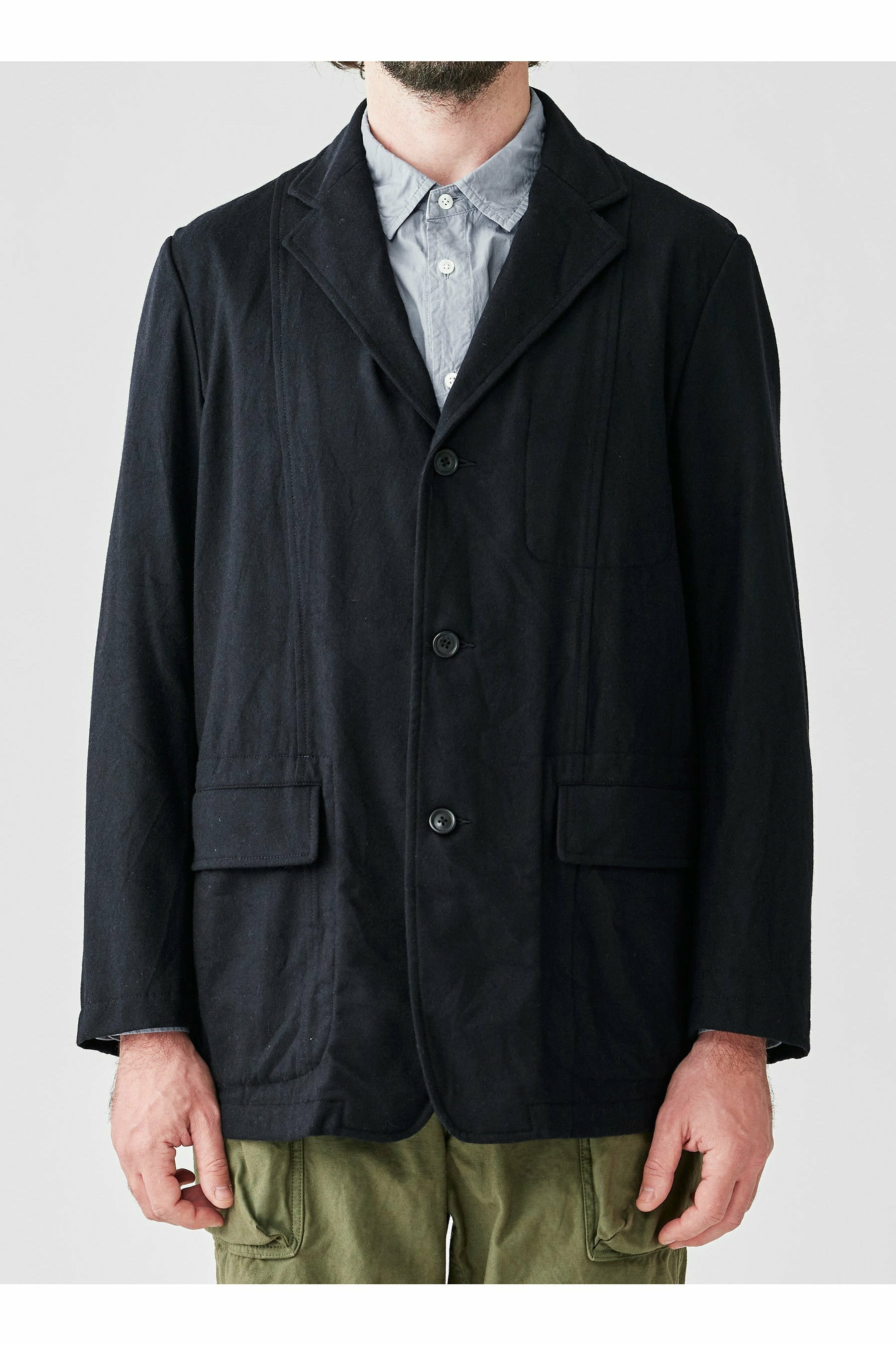 Three Button Jacket - Navy