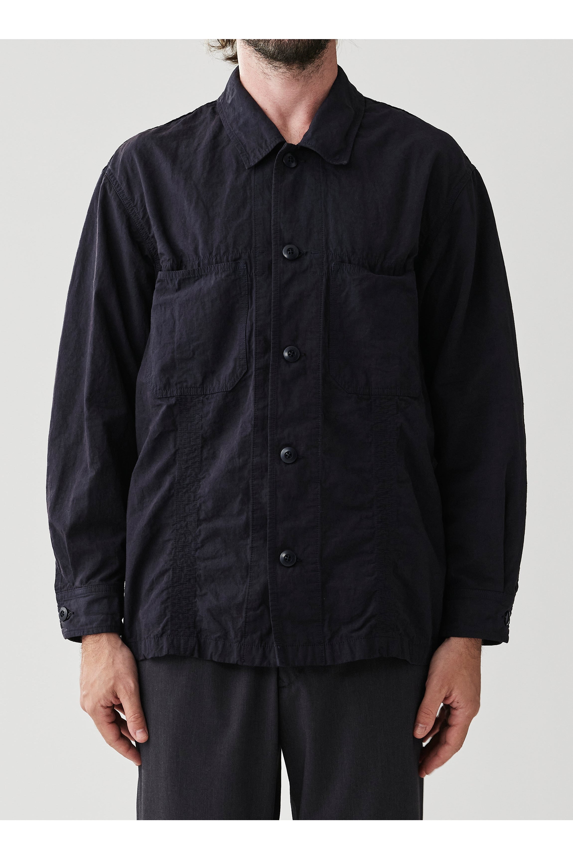 Military Shirt in Cotton - Navy