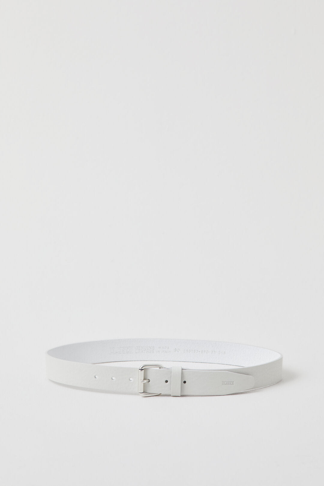 Leather Belt with Metal Buckle - Ivory