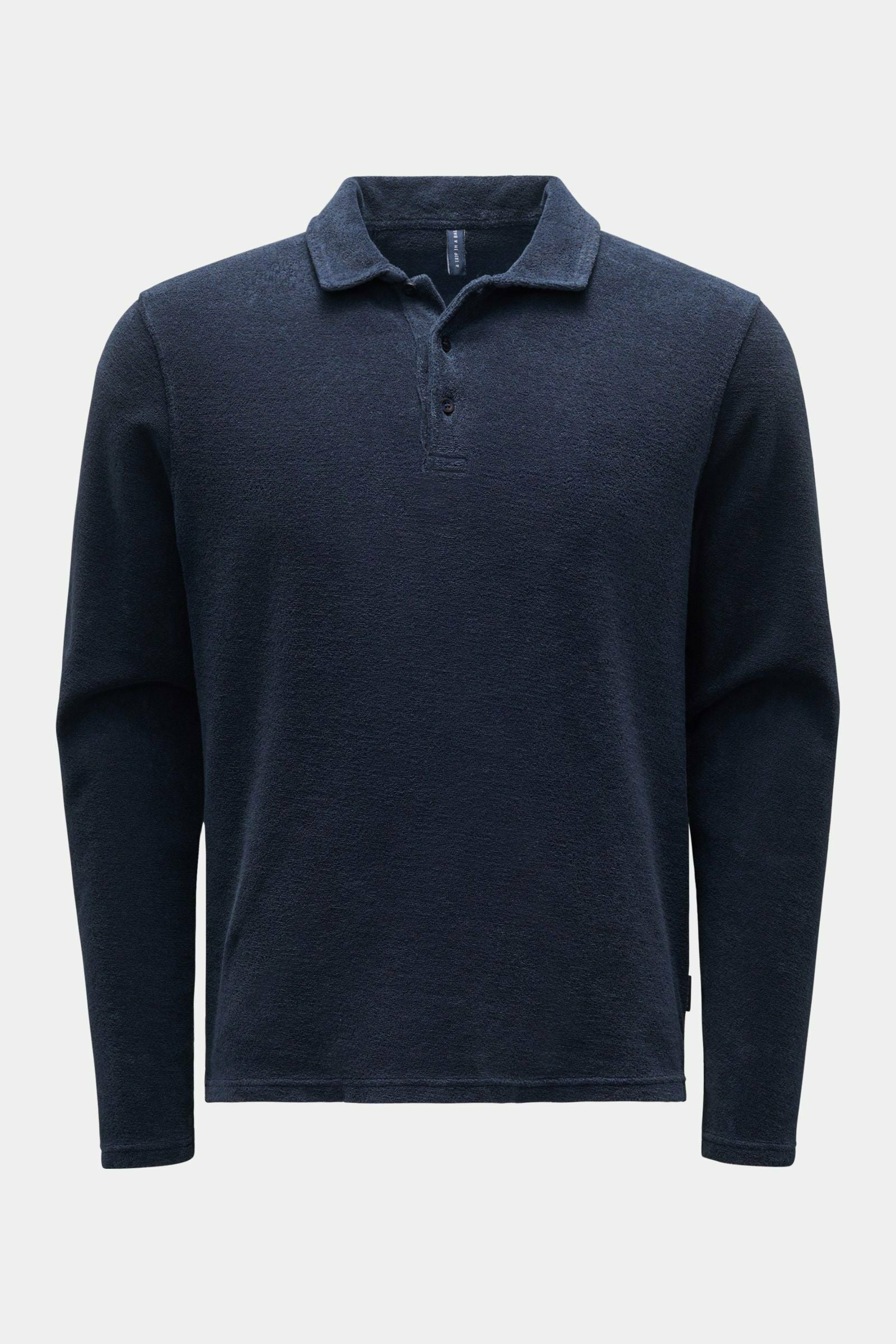 Terry Long Sleeve Polo Shirt - Navy