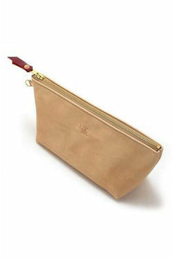 Leather Zipper Clutch - Blonde