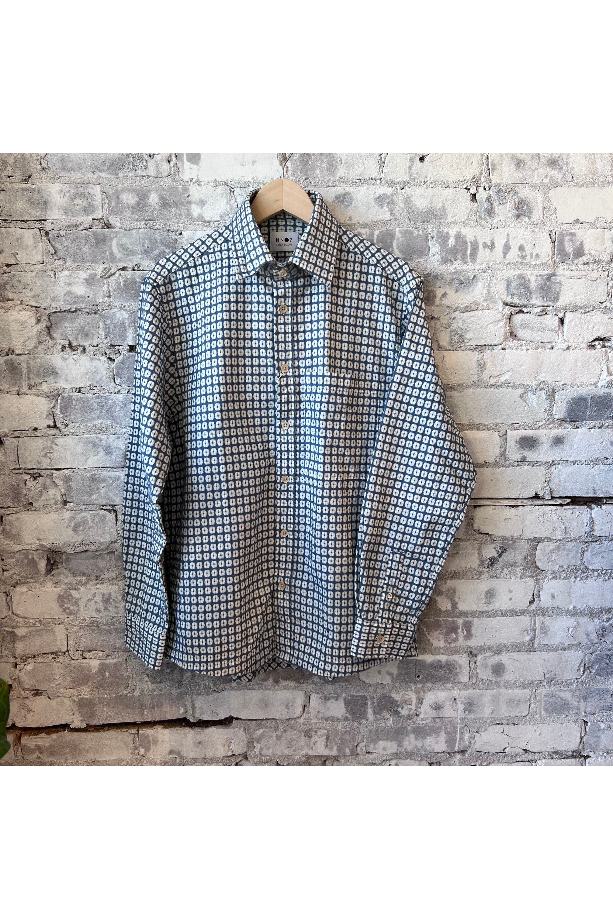 Hans Regular Cotton Long Sleeve Shirt - Sea Blue