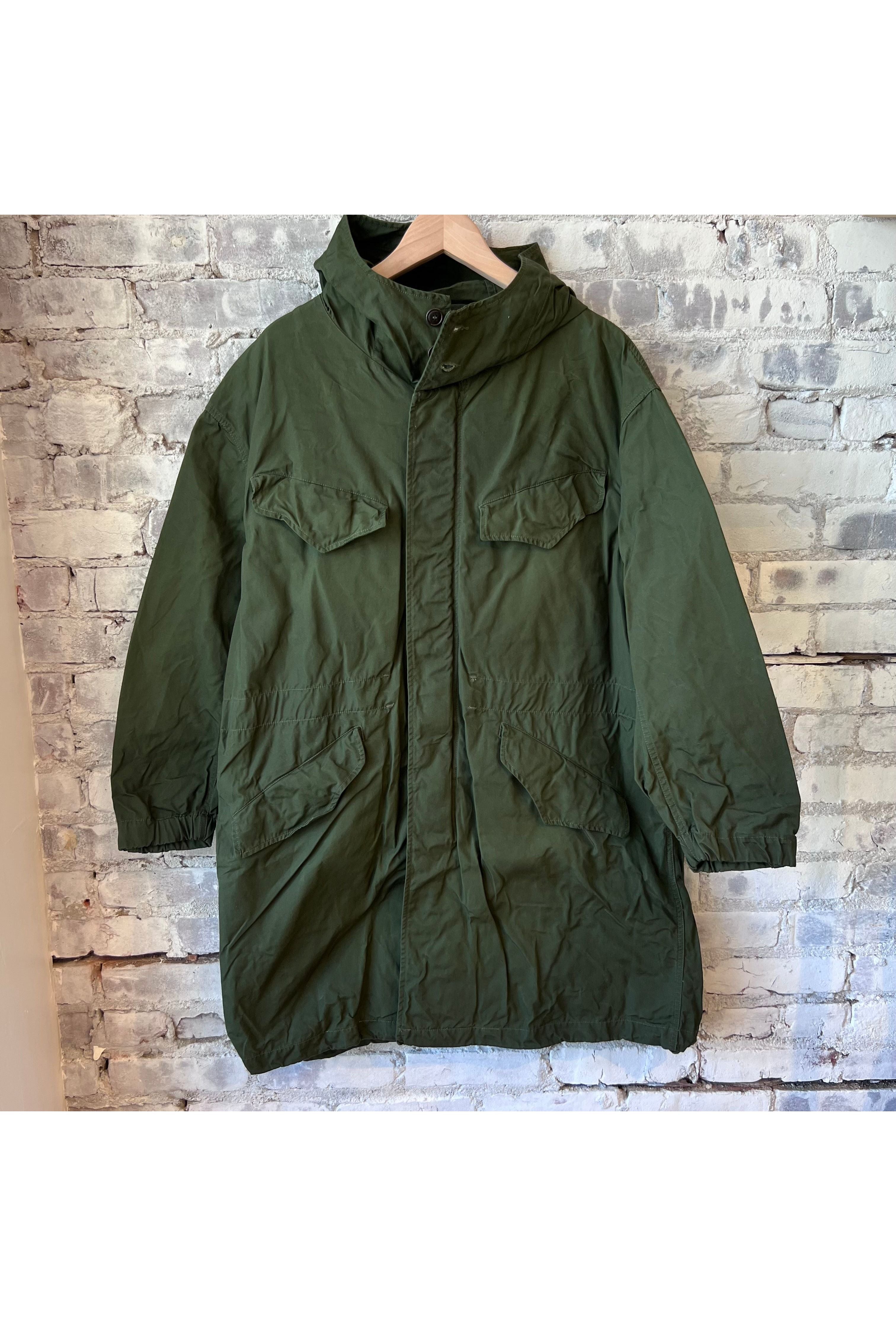 High Density Cotton Waxed Hooded Military Coat - Olive