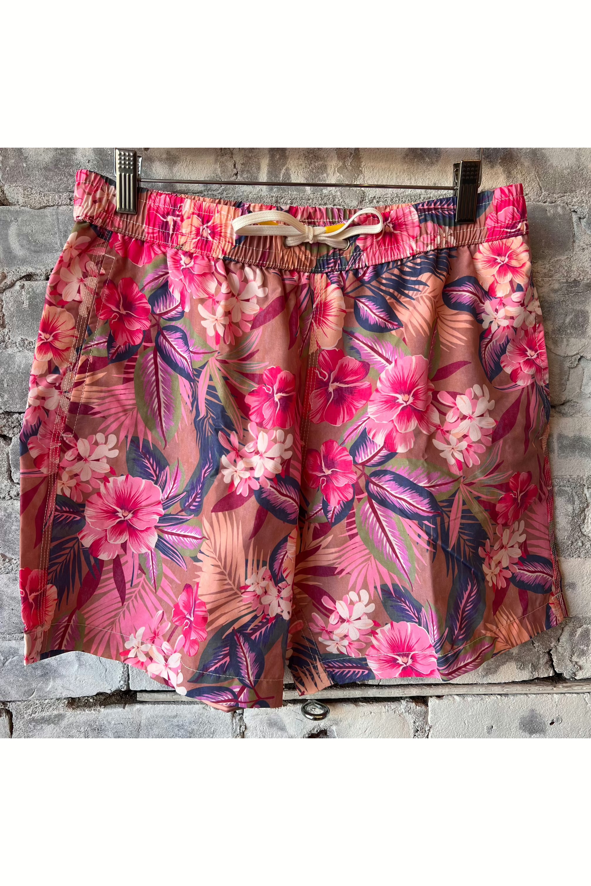 Printed Swim Short - Pink Hibiscus