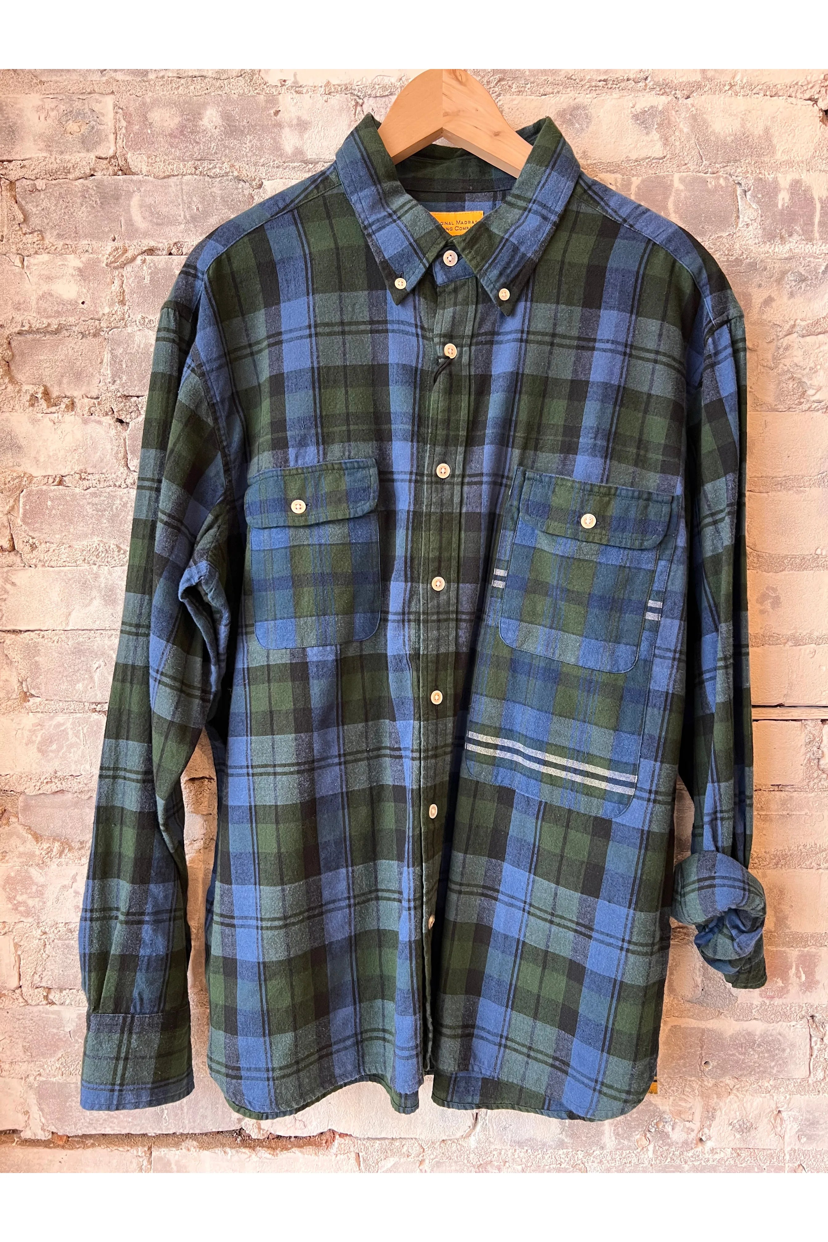 Contrast Utility Pocket Button Down - Heavy Weave Madras Check