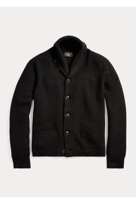 Cashmere Shawl-Collar Cardigan - Black