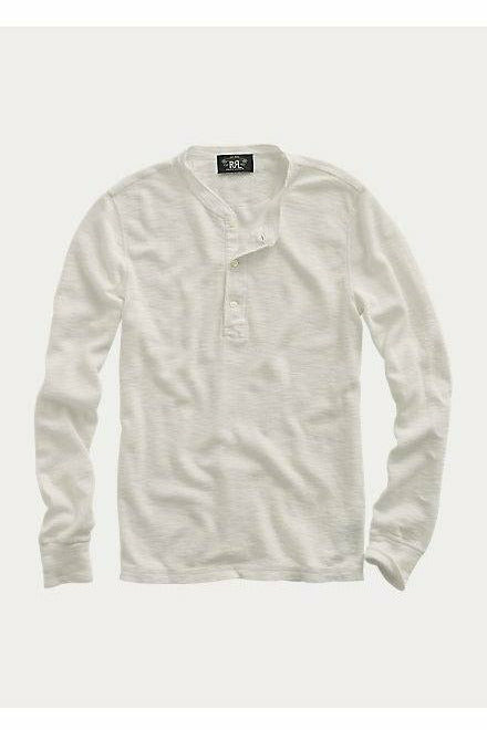 Waffle-Knit Cotton Henley - Paper White