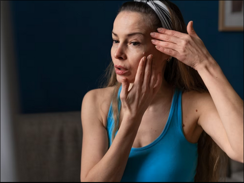 Face Yoga in Front of a Mirror