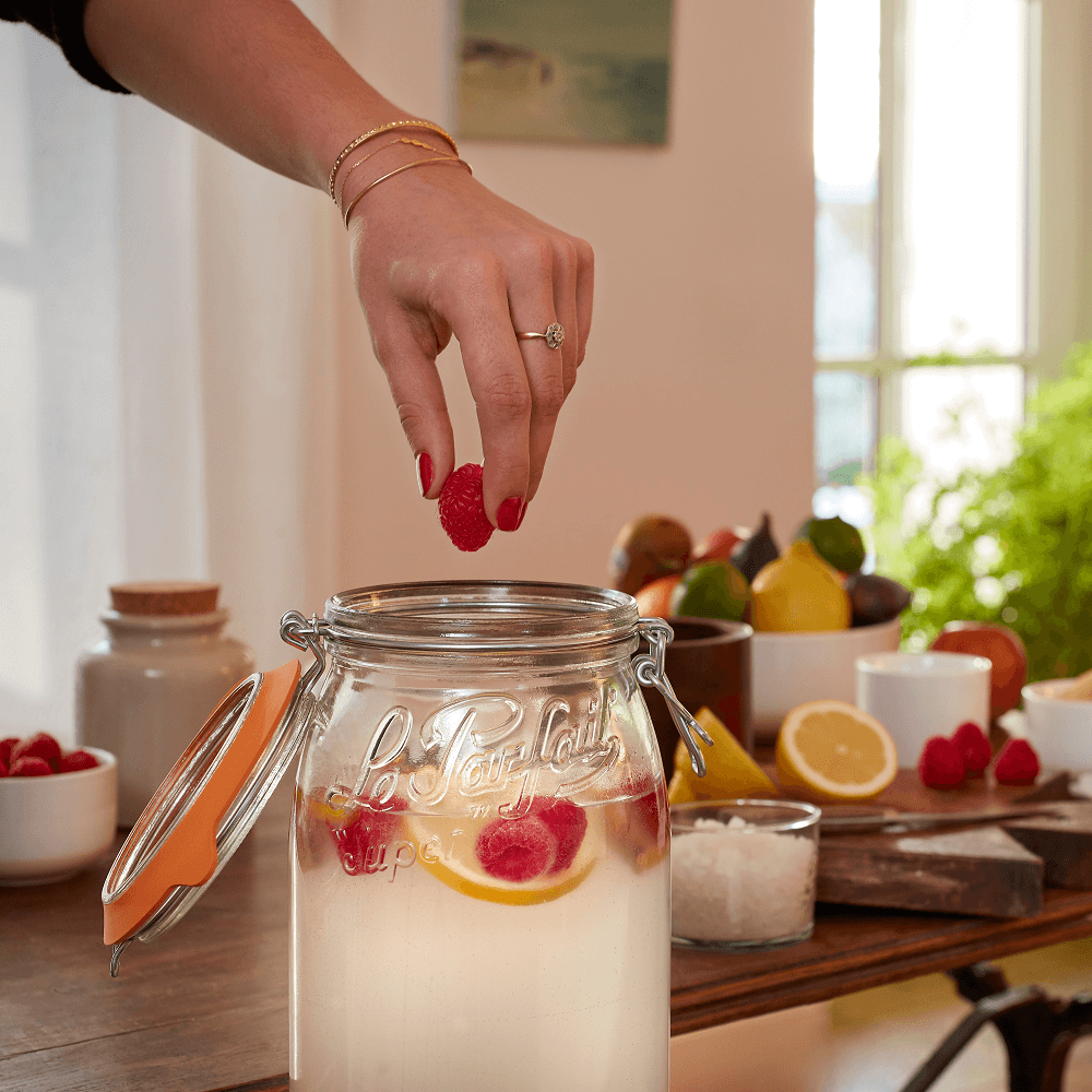 Rounded French Glass Storage Jar with Seal