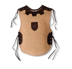 Brown burlap knights tunic with leather enhancements