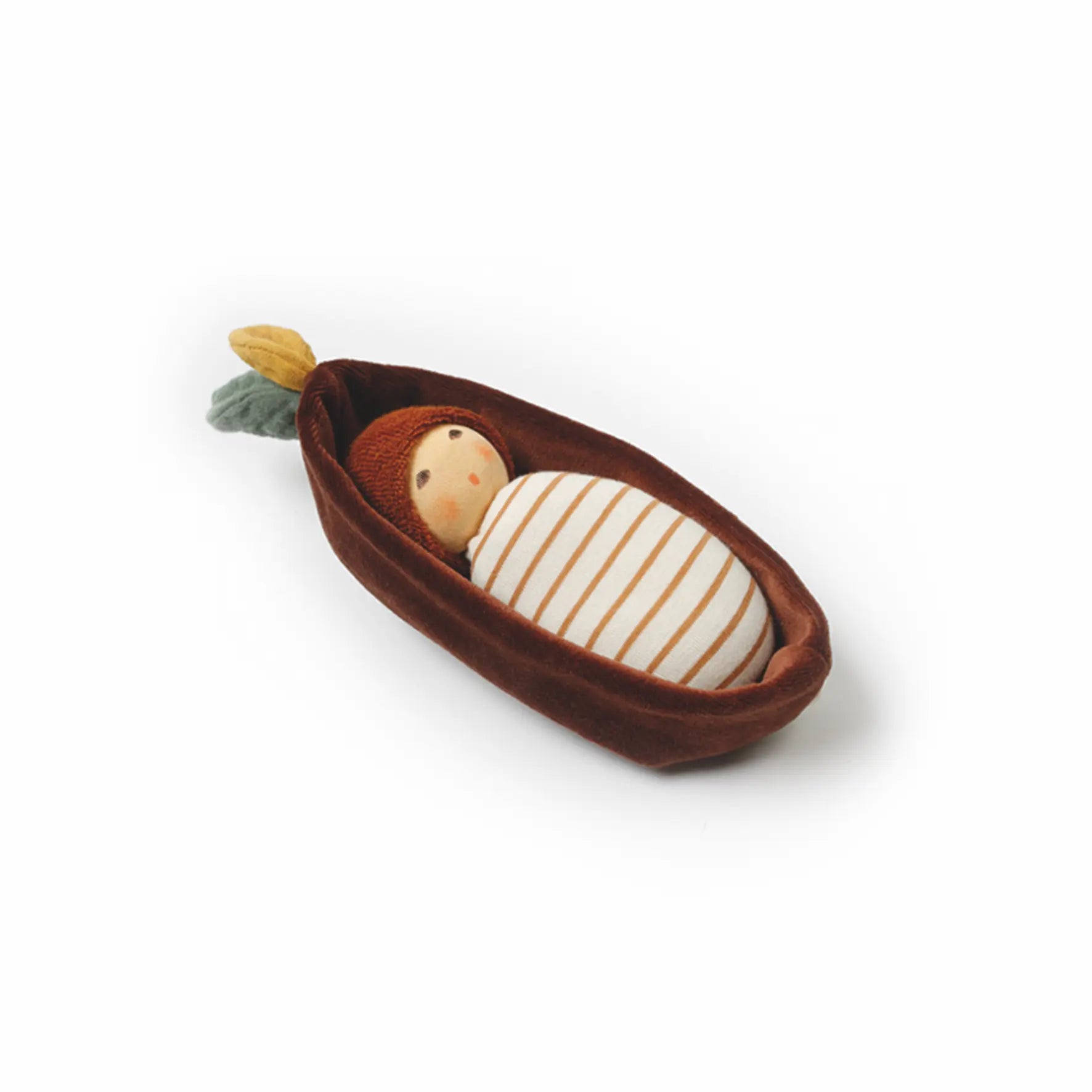 Nanchen Natur Organic Oak Baby in a Bark Bed Rattle and Plush Toy (Eichenbaby im Rindenbett)