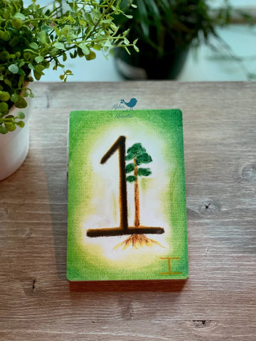 Number Card for number 1 and 1 tall tree
