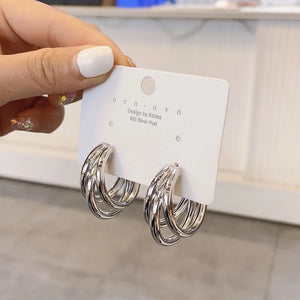 Silver Layered Hoops - Feeling Pretty Sparkly LLC