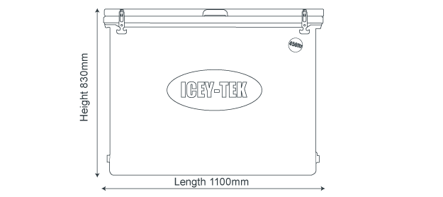 Icey-Tek 450 Litre Cube Cool Box Size Guide Dimensions