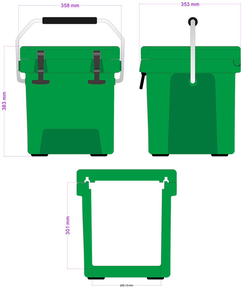 Icey-Tek 18 Litre Cool Box Size Diagram