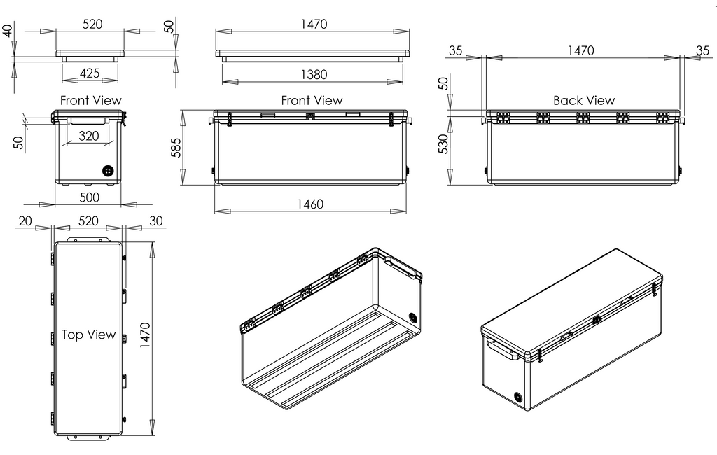 Icey-Tek 260 Litre Long Cool Box Dimensions Size