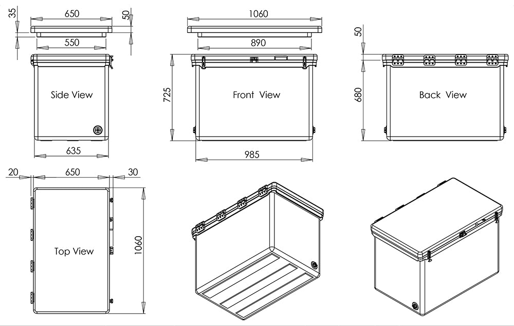 Icey-Tek 300 Litre Cube Cool Box Size Guide Dimensions