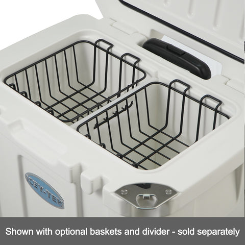 Icey-Tek 35 Litre Cool Box With Wheels - Optional Dry Goods Basket & Divider