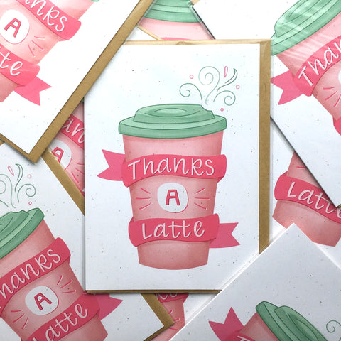 Thanks a latte - thank you card by hennel paper co