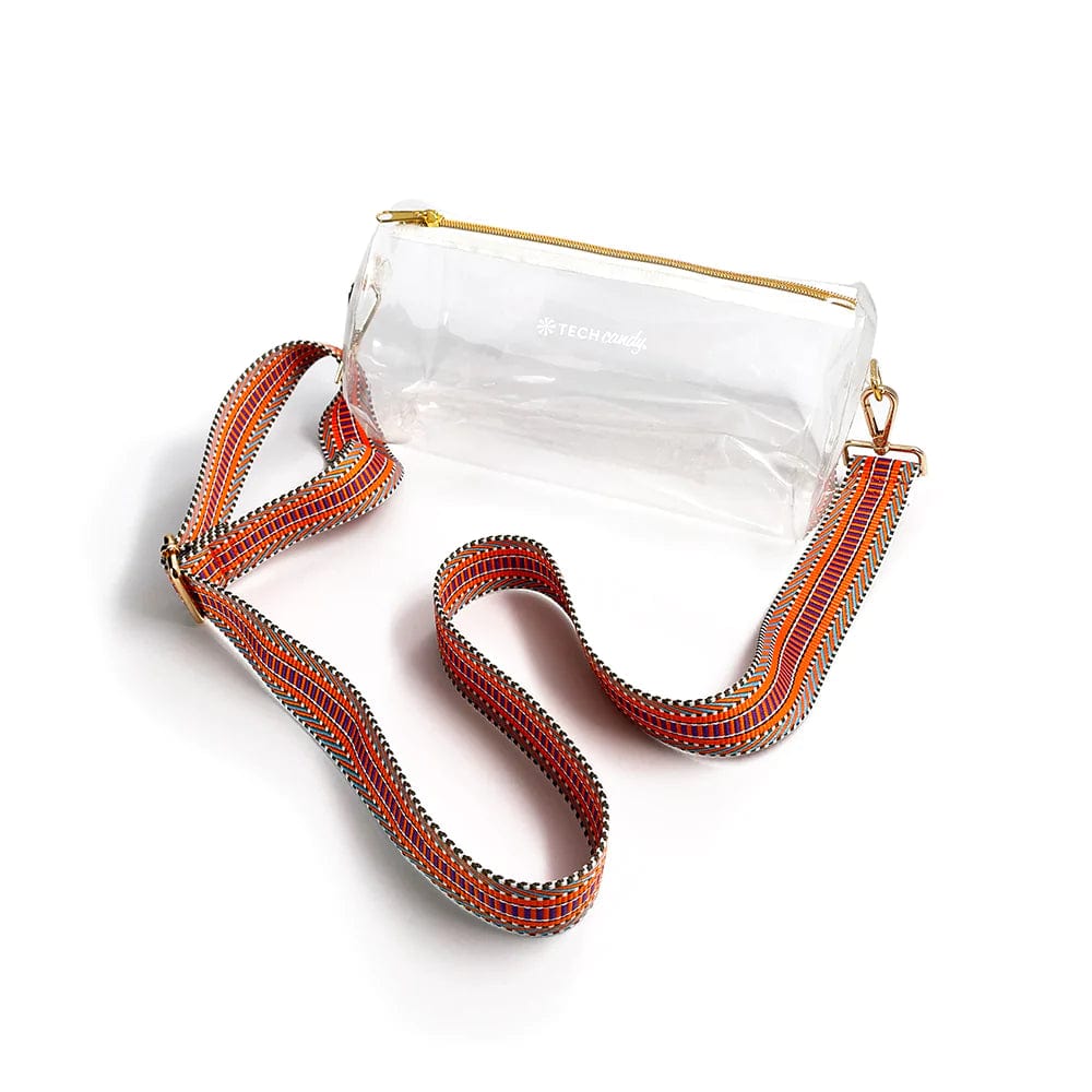 Stadium Clear bag with Gold Trim and Guitar Strap – Christy M Boutique 6700  Snider Plaza Dallas TX 75205