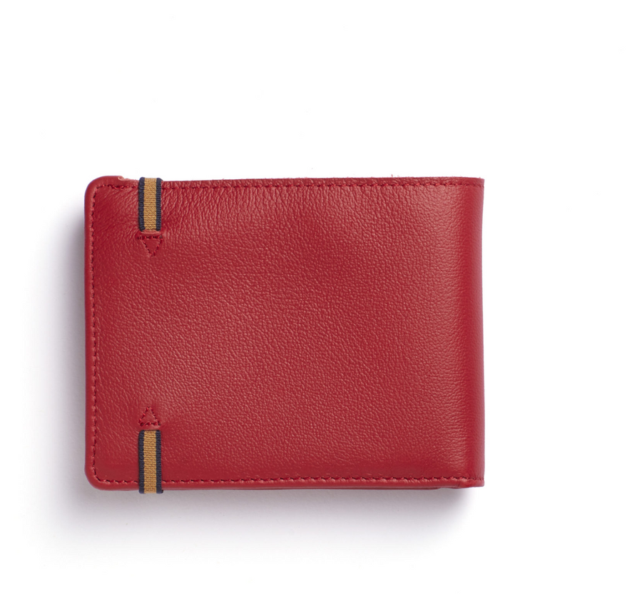 Red Minimalist Wallet With Coin Pocket