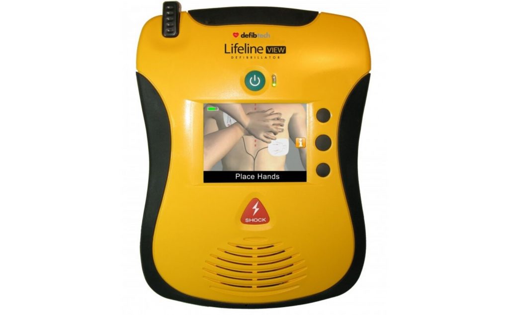 A semi-automatic defibrillator. 