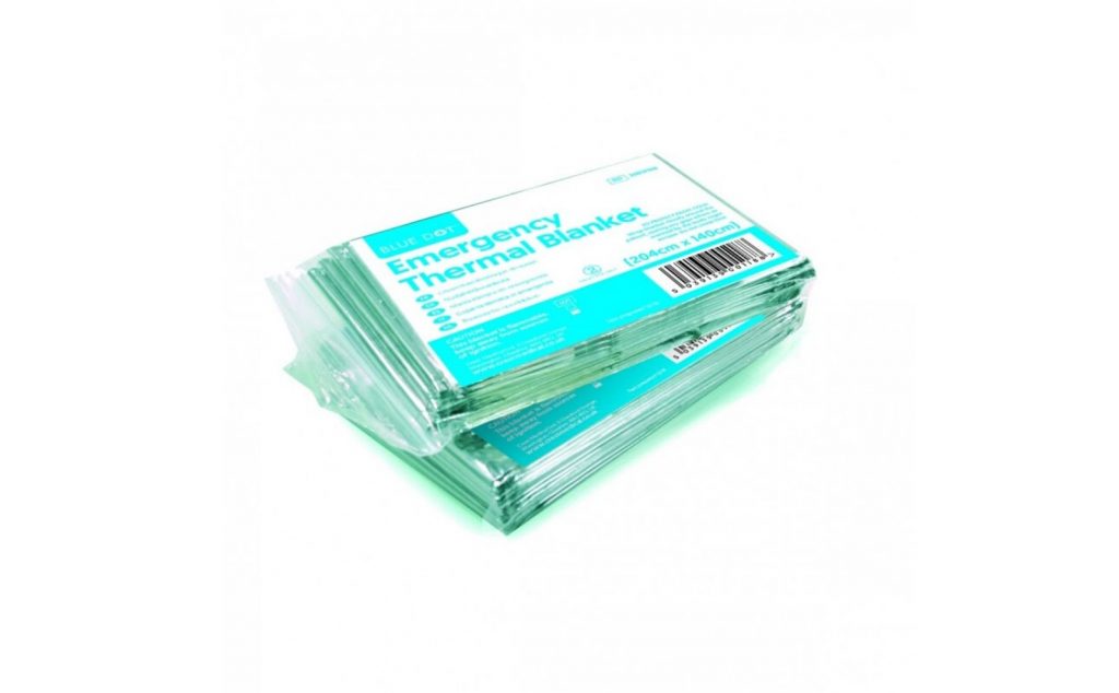 An emergency thermal blanket for first aid.